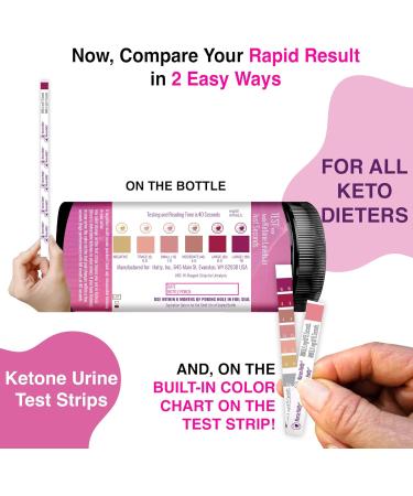Nurse Hatty - 150 Ketone Test Strips w Built-in Color Chart Free Keto Guide eBook & Free App - Made-in-The-USA - Urine Test for Ketogenic Ketosis Low Carb Atkins & Paleo Diets - Extra Long Strips 150 count (Pack of 1) - Buy Online on SooperMarket.com
