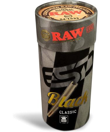 RAW Black Cones King Size 100 Pack - Natural Pre Rolled Rolling Papers with Tips & Packing Tubes | Slow Burning & Extra Fine for Thin, Translucent Paper | 100 Count - Buy Online on SooperMarket.com