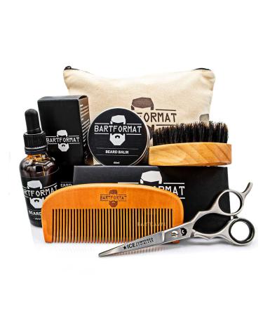 BartFormat - beard care set for men |Bart care set (6-part) with beard oil beard balm beard shears beard brush beard and base bag