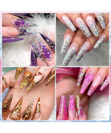 Saviland Builder Nail Gel Kit - 12 Colors Nail Extension Gel Set with Forms and Brushes | Nail Strengthening Manicure Set for DIY Nail Art (B-Sequins Series) - Buy Online on SooperMarket.com