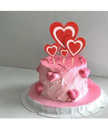 14 pcs Glitter Red Heart Cake Toppers Picks for Sweet Love Theme Wedding Engagement Valentine's Day Bridal Shower Mother's Day Party Cake Decors (Red Pink) - Buy Online on SooperMarket.com