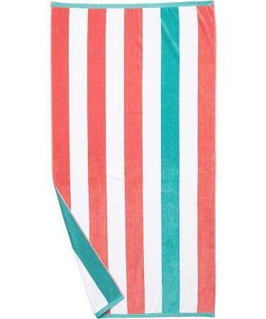 Amazon Basics Oversized Premium Cotton Beach Towel 2-Pack - Coral/Turquoise Pop Stripe - 36 x 72 - Extra Large Towels - Buy Online on SooperMarket.com