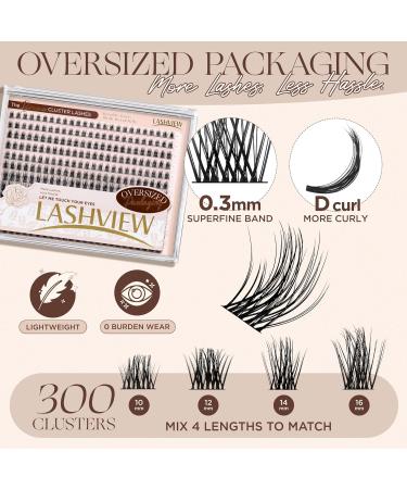 Lashview Cluster Lashes 300 PCs - DIY Natural Look Eyelash Extensions with Soft Bands & Lash Bond | D-Big Kit 705DBIG - Buy Online on SooperMarket.com