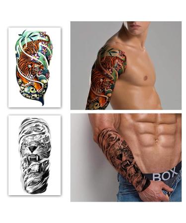 Waterproof Full Arm Temporary Tattoos 8 Sheets + Half Arm Shoulder Tattoo 8 Sheets - Extra Large Lasting Tattoo Stickers for Men and Women | 22.83X7.1 - Buy Online on SooperMarket.com