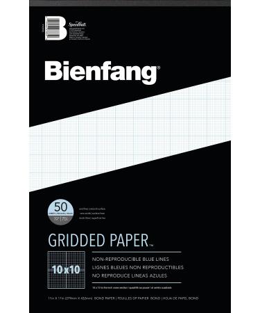 Bienfang Designer Grid Paper Pad, 10x10 Cross Section, 11x17 inches, 50 sheets 10x10 Cross Section 11 x 17
