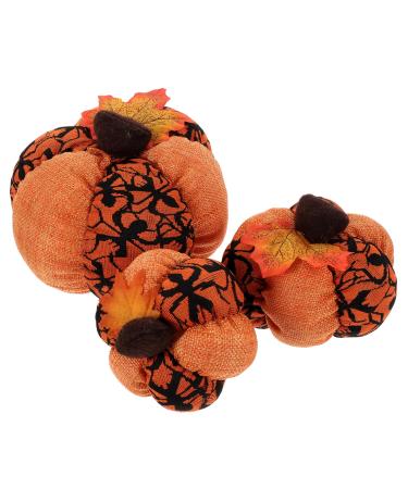 ORFOFE 3pcs Halloween Pumpkin Photography Props Pumpkin Plush Thanksgiving Throw Pillow Pumpkin Stuffed Animal Halloween Pumpkin Adorn Pumpkin Shaped Home Decor Desktop Supplies Pp Cotton Orange2 15X15X15CM
