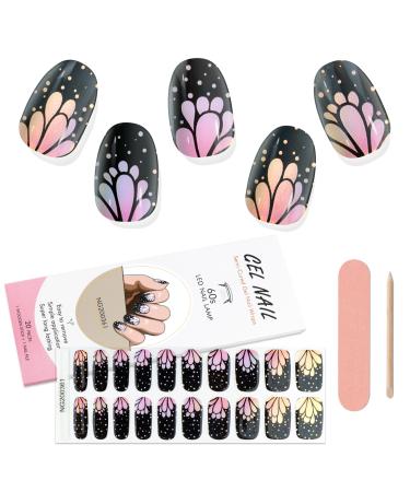 Kalolary Gel Nail Polish Strips Semi Cured Nail Gel Art Sticker Waterproof Full Nail Wraps Decal Sets with Nail File and Stick for Women Girls Nail Art Decor (UV/LED Lamp Required) (14)