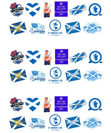 Top That 33 Stand Up St Andrew's Day Scottish Celebration Themed Edible Wafer paper Cake Toppers Decors