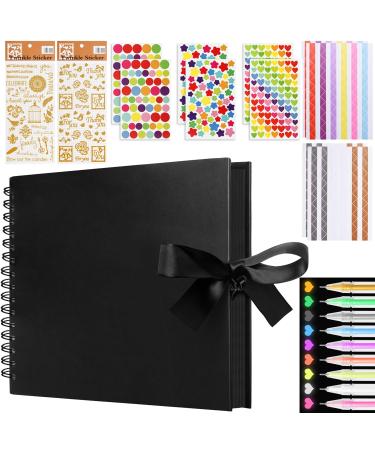 Photo album for self-designing photo album black pages for 80-160 photos photo albums with 12 stickers and 9 metallic markers for final gifts gifts for Valentine's Day
