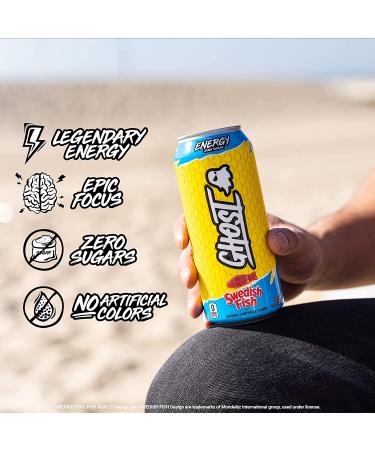 Ghost Energy Sugar-Free Swedish Fish Energy Drink 12-Pack - 16oz Cans - 200mg Natural Caffeine - L-Carnitine & Taurine - Soy & Gluten-Free - Vegan - Buy Online on SooperMarket.com