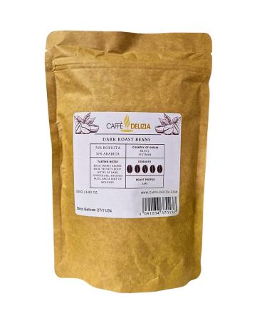 Caffe Delizia Dark Roast Coffee Beans | Dark Roast Blend | 250g Resealable Bag