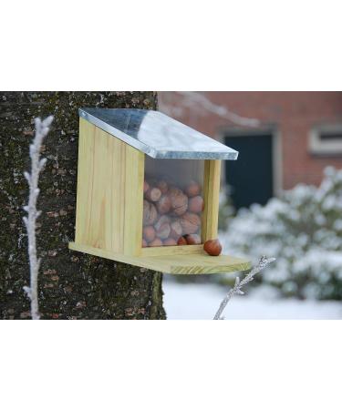 Squirrel Nut Feeder Zinc Roof Pinewood FSC 100% Wildlife Garden - Buy Online on SooperMarket.com