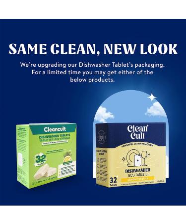 Cleancult Lemongrass Dishwasher Pods - 32 Eco-Friendly Dishwashing Tablets - Coconut-Based Formula - Spotless Clean Dishes - 32 Count - Buy Online on SooperMarket.com