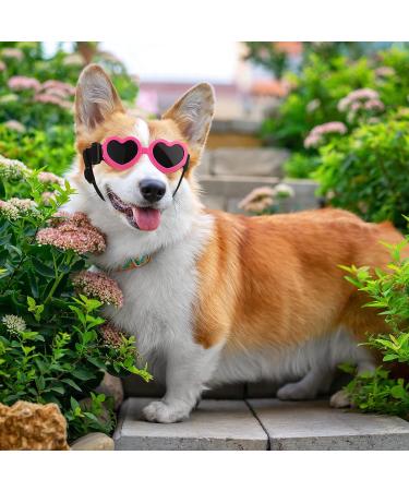 2 Pcs Small Dog Sunglasses UV Protection Heart Goggles for Dogs - Pink/White - Buy Online on SooperMarket.com