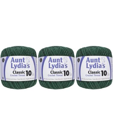 Aunt Lydia's Bulk Buy Crochet Cotton Classic Crochet Thread Size 10 (3-Pack) Forest Green 154-449