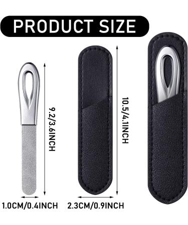 Stainless Steel Nail Files Set with Leather Case - Double Sided Grit Diamond Fingernail File for Natural Nails - Non Slip Handle, Metal File Emery Boards (Black) - Buy Online on SooperMarket.com