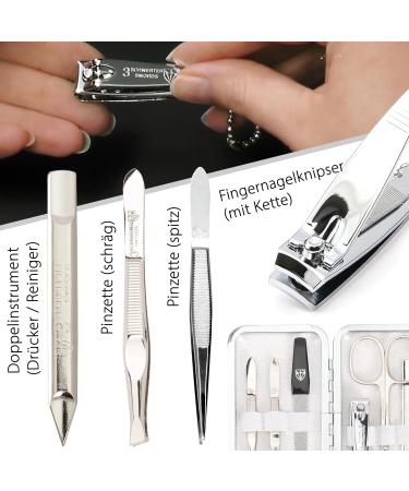 Three Swords Lucca 6-Piece Nail Care Set | Premium Manicure & Pedicure Kit in White Leather Gift Box - Buy Online on SooperMarket.com