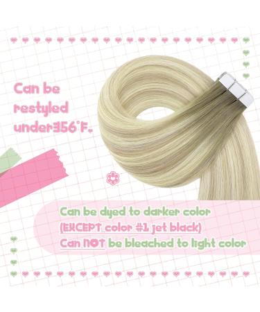 Shop Youngsee Real Hair Extensions - Tape Ombre Ash Blond to Platinum Blonde | 45cm 20pcs 50g #18/60 - Premium Quality Tape-In Hair Extensions - Buy Online on SooperMarket.com
