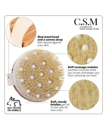 CSM Body Brush - Exfoliating Boar Hair Brush for Soft Skin, Improved Circulation & Acne Reduction - Buy Online on SooperMarket.com