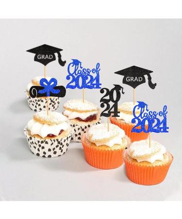 Ercadio 48 Pack 2023 Graduation Cupcake Toppers Black Blue Glitter Grad Cap Diploma Class of 2023 Cupcake Picks for 2023 Graduation Theme Party Cake Decorations Supplies B-grad Blue - Buy Online on SooperMarket.com