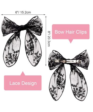 PAGOW 3PCS Lace Bow Hair Clips Set - Korean-Style Flower Barrettes for Women and Girls (White, Black, Beige) - Buy Online on SooperMarket.com