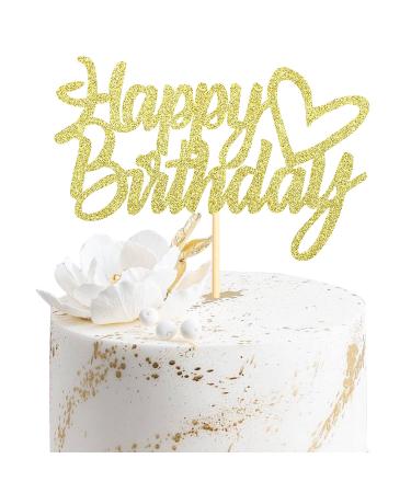Sumerk Gold Glitter Happy Birthday Cake Topper 1PC Cake Toppers for Birthday Party Decorations Supplies