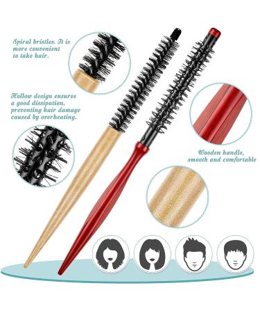 Mini Round Wood Hair Brush Set for Hair Styling - Nylon Bristles, Ideal for Blow Drying and Beard Care - 2 Styles Available - Buy Online on SooperMarket.com
