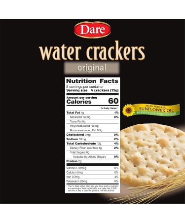 Dare Original Water Crackers - Healthy Entertaining Snacks | 0g Trans Fat, 0g Saturated Fat | 4.4oz (Pack of 12) - Buy Online on SooperMarket.com