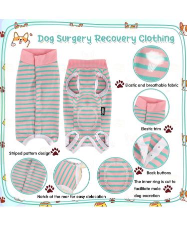 Zuimei Dog Surgery Recovery Suit Striped Dog Surgical Recovery Suit Anti-licking Dog Post Surgery Bodysuit Dog Recovery Shirt Dog Onesie Vest For Wound Protection E-Collar Alternative(Green S) pink green S - Buy Online on SooperMarket.com