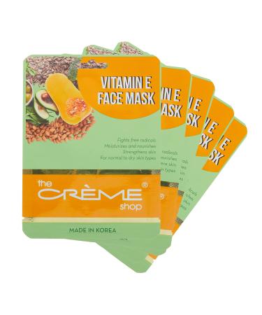 The Cr me Shop Vitamin E Face Mask Essence Sheet Mask Nourishing Anti-Aging Face Mask Lightens Acne Scars and Age Spots Antioxidant-Rich Korean Sheet Mask