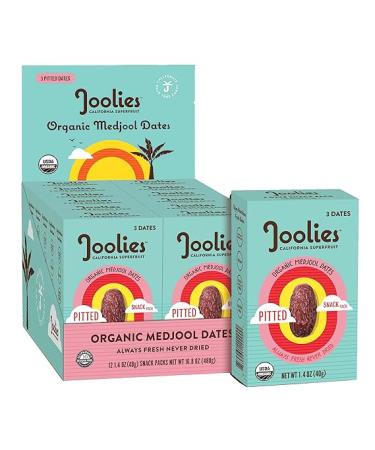 Joolies Organic Medjool Date Snack Pack | 3 Pit-Free Dates, 12 Pack | Fresh California Grown Fruit | Vegan, Gluten-Free, Paleo, No Added Sugar | Single Serve, Great for Kids, Snacking & Dessert