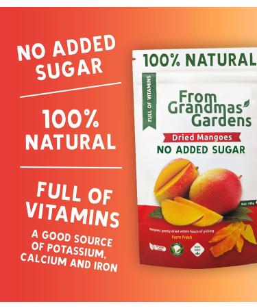 Dried Mango - From Grandmas Gardens | 1 x 100g | Healthy Vegan Snack | 100% Natural | No Added Sugar | Rich in Vitamins | No Preservatives | GMO free Mango 1 pack - Buy Online on SooperMarket.com