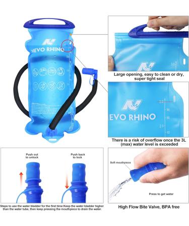 NEVO RHINO Insulated Hydration Backpack with 3L Water Bladder - Ideal for Hiking, Cycling, Running, Camping - Blue - Buy Online on SooperMarket.com