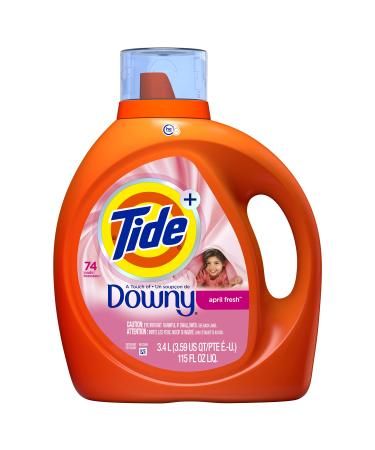 Tide Laundry Detergent Liquid Soap With Touch Of Downy, April Fresh, 74 Loads, 115 Fl Oz
