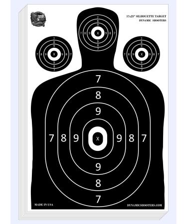 Dynamic Shooters Paper Shooting Targets - Made in USA Large Range Silhouette - 100 Sheets 17X25-inch - Firearm, Rifle, Gun, Pistol, BB Guns, Airsoft, Pellet Gun, Air Rifle