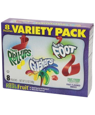 Betty Crocker Fruit Snacks Variety Pack - Fruit Roll-Ups, Fruit by the Foot, Fruit Gushers - 8 Pouches - Buy Online on SooperMarket.com
