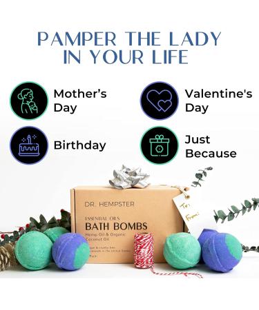 Organic Hemp Bath Bomb Gift Set with Coconut Oil and Shea Butter - Eucalyptus & Lavender Scented for Men and Women - Handmade in USA - 6 Pack - Buy Online on SooperMarket.com