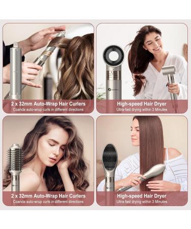 Buy Slopehill Airstyler 5 in 1 - 110 000 RPM High-Speed Ionic Hair Dryer & Multi-Hairstyler | Quick Drying Air-Curling Rod Straightener & Volume Brush (Champagne Gold) - International Shipping Available - Buy Online on SooperMarket.com