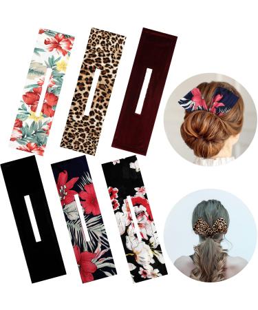 6 Pieces Deft Bun Hair Maker Donut Bun Hair Maker French Hairstyle Twist Bun Summer Headband Print Hairpin Flexible Hair Twist Maker Multi Color Hair Bun Tool for Women (Stylish Style)