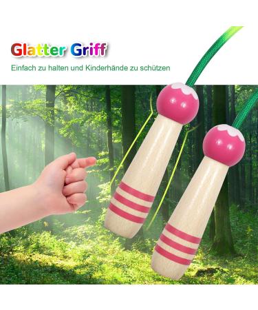 Qetlavee Adjustable Jump Rope for Kids - 2 Pieces 220cm Wooden Handles Perfect Gift for Boys & Girls Ages 6-10 - Blue & Pink - Buy Online on SooperMarket.com