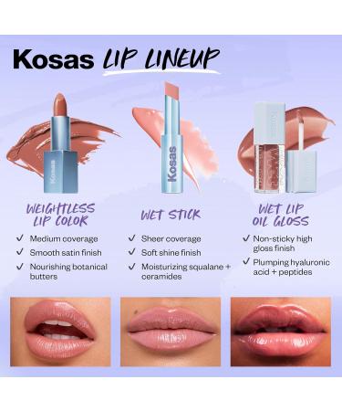 Kosas Weightless Lip Color - Nourishing Satin Lipstick with Clean Formula | High Impact & Comfy Feel - Beach House - Buy Online on SooperMarket.com