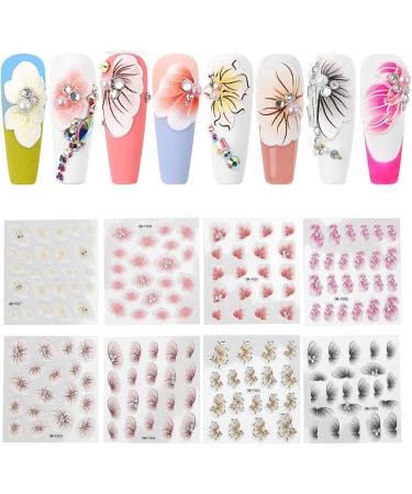 5D Nail Art Stickers Self Adhesive Nail Stickers Nail Decoration Fashion Accessories Embossed Flowers Self Adhesive Nail Decoration for Manicure Nail Art Supplies - Buy Online on SooperMarket.com
