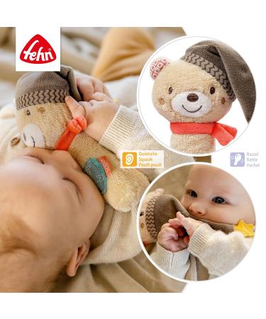 Fehn Stabgreifling B r | Motoric Baby Toy for Motor Skills & Senses | Cuddly Rattle & Squeaky Gift for 0+ Months - Buy Online on SooperMarket.com