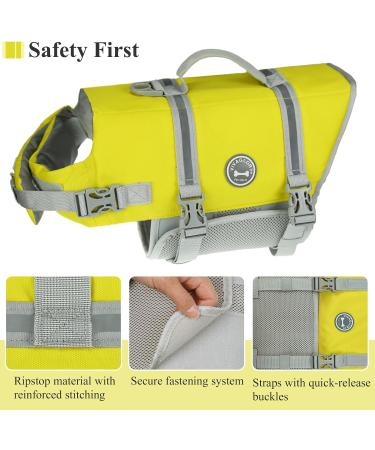 Vivaglory Ripstop Dog Rescue Vest - Improved Buoyancy & Visibility for Small to Medium Dogs - Yellow-Gray XL (78-96cm Chest) - Ideal for Boat Safety - Buy Online on SooperMarket.com