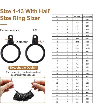 11-Piece US UK Ring Mandrel Set with Sizer Gauge, Hammer, Adjuster & Polishing Tools - Black - Buy Online on SooperMarket.com