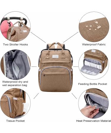 SndMor Wrap Bag Backpack - Multifunctional Diaper Bag with Bed Function & Stroller Hook | Ideal for Moms & Dads | Khaki - Buy Online on SooperMarket.com
