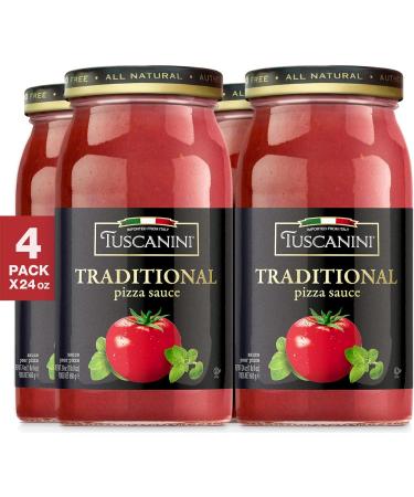 Tuscanini Traditional Italian Pizza Sauce Vine Ripened Non GMO Product of Italy Kosher - 24.3 Oz. - 4 Pack 