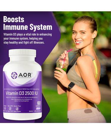 AOR - Vitamin D3 2500 IU - 60 Capsules - Supports Bone and Teeth Health - Ideal for Adults - Premium Quality Vitamin D Supplements 60 count (Pack of 1) - Buy Online on SooperMarket.com