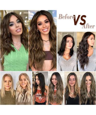 4Pcs Ombre Dirty Blonde Clip in Hair Extensions - 20Inch Full Head Curly Wavy Synthetic Hair - Buy Online on SooperMarket.com