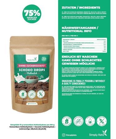 Simply Keto Lower Carb Chocolate Drops 200g | Sugar-Free Full Milk Snack | Ideal for Keto & Low-Carb Diets - Buy Online on SooperMarket.com
